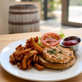 Salmon-Shrimp Burger Dinner